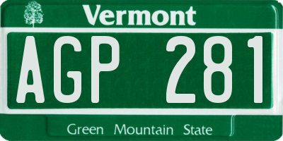 VT license plate AGP281