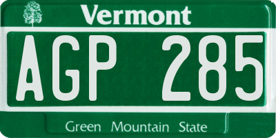 VT license plate AGP285