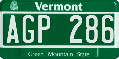 VT license plate AGP286