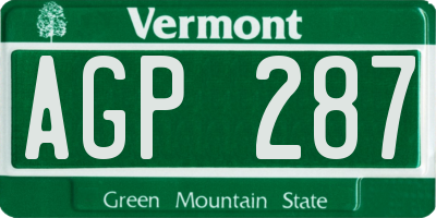 VT license plate AGP287