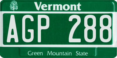 VT license plate AGP288
