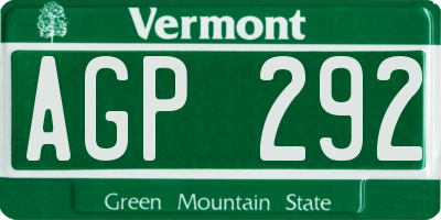 VT license plate AGP292