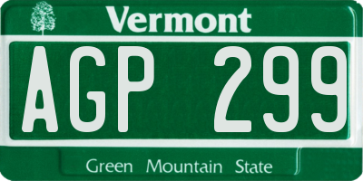 VT license plate AGP299