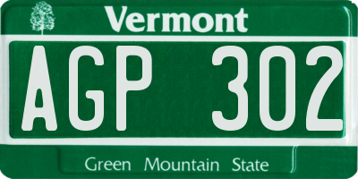 VT license plate AGP302