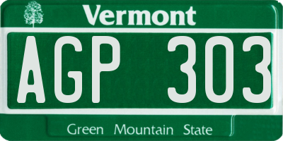 VT license plate AGP303