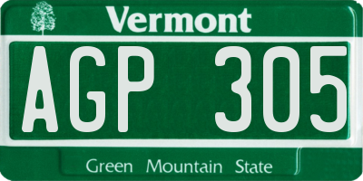 VT license plate AGP305