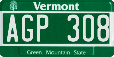 VT license plate AGP308
