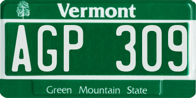 VT license plate AGP309