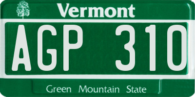 VT license plate AGP310