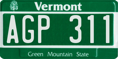 VT license plate AGP311