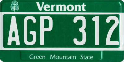 VT license plate AGP312
