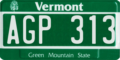 VT license plate AGP313