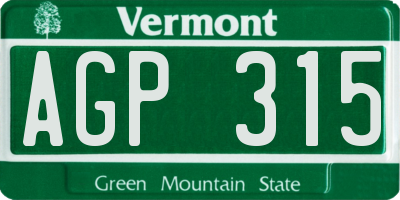 VT license plate AGP315