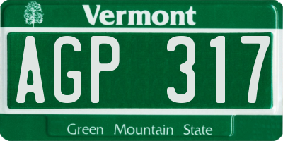 VT license plate AGP317