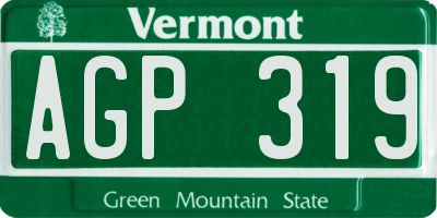 VT license plate AGP319
