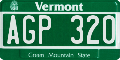 VT license plate AGP320