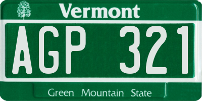 VT license plate AGP321