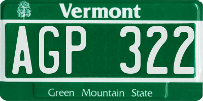 VT license plate AGP322