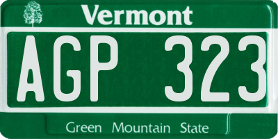 VT license plate AGP323