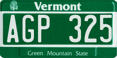 VT license plate AGP325