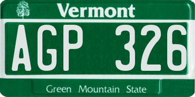 VT license plate AGP326