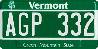 VT license plate AGP332
