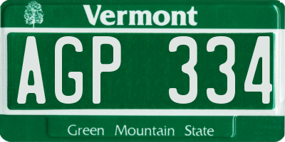 VT license plate AGP334