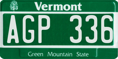 VT license plate AGP336