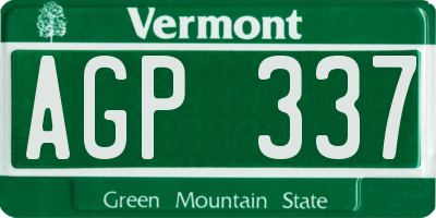 VT license plate AGP337
