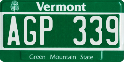 VT license plate AGP339