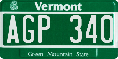 VT license plate AGP340
