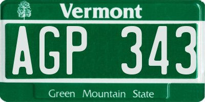 VT license plate AGP343