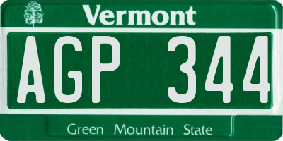 VT license plate AGP344