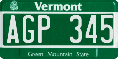 VT license plate AGP345