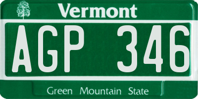 VT license plate AGP346