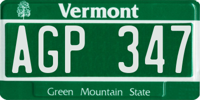 VT license plate AGP347