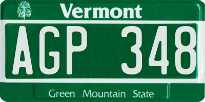 VT license plate AGP348