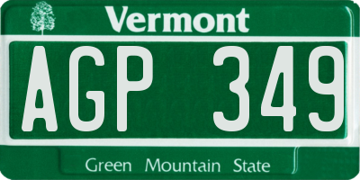 VT license plate AGP349