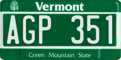VT license plate AGP351