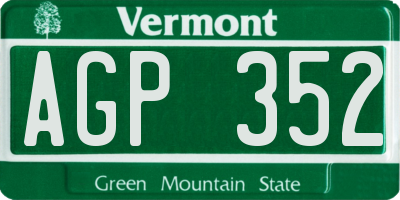 VT license plate AGP352