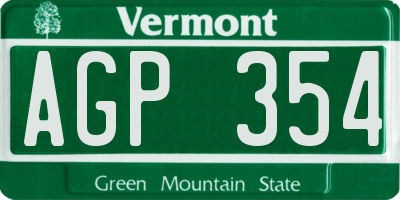 VT license plate AGP354