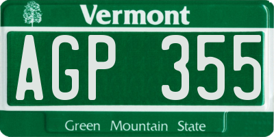 VT license plate AGP355