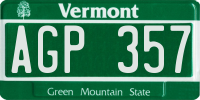 VT license plate AGP357