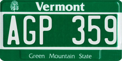 VT license plate AGP359