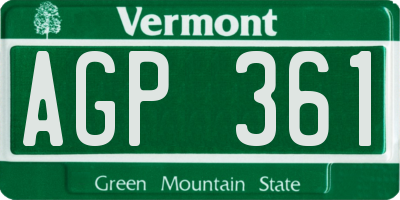 VT license plate AGP361