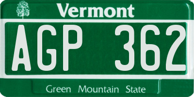VT license plate AGP362