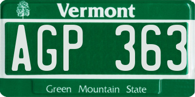 VT license plate AGP363