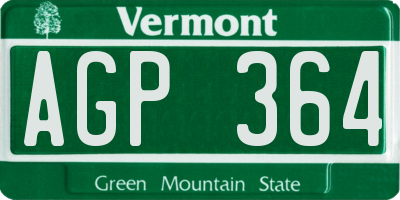 VT license plate AGP364