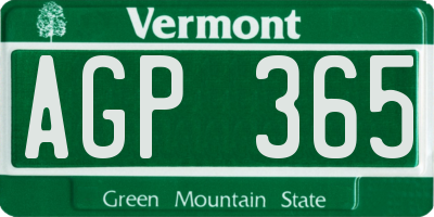 VT license plate AGP365
