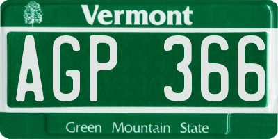 VT license plate AGP366